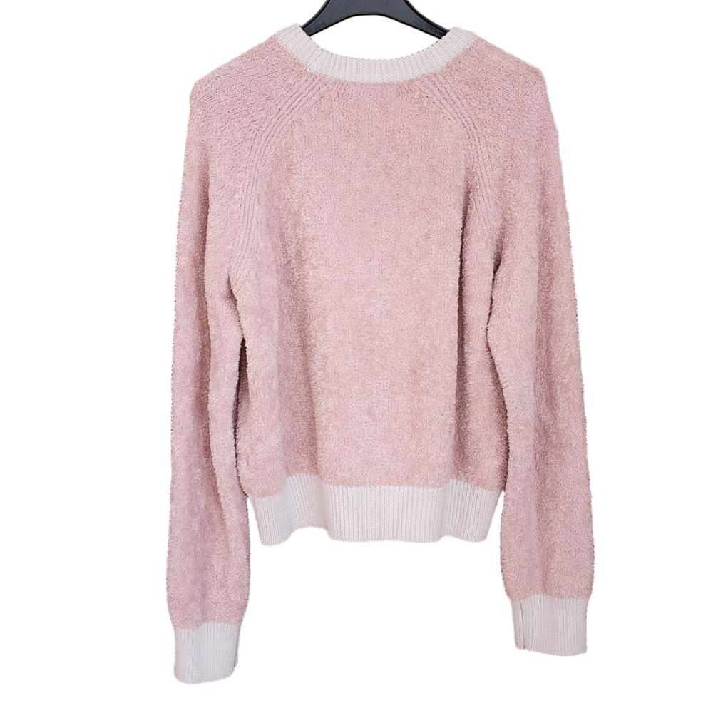 RAG & BONE Valerie Pink & White Fuzzy Crew Neck Sweater M - Picture 3 of 5